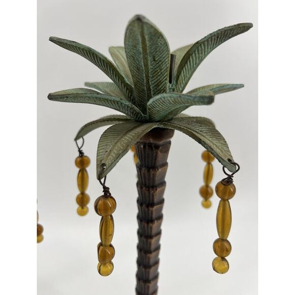 Palm Tree Candlestick Holders - Set of 3 Mid 20th Century Palm Beach Regency - Picture 2 of 7